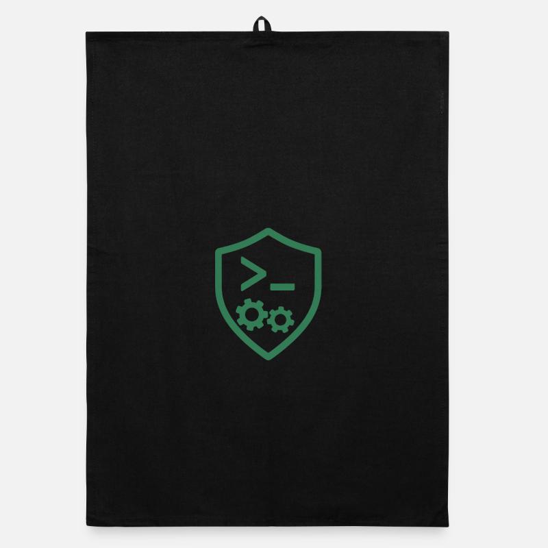 Code Shield with Gears - Organic dish towel - black