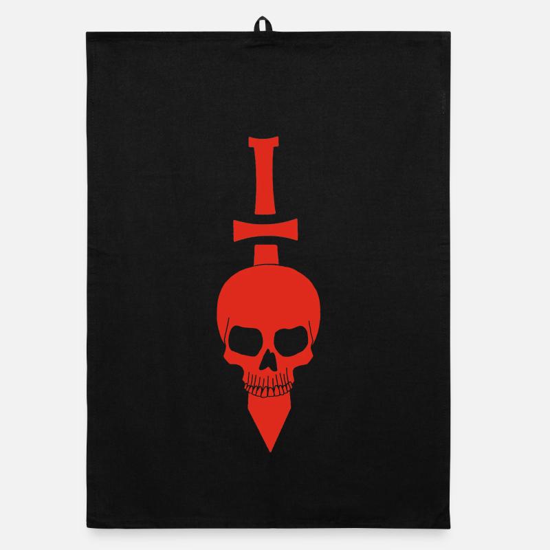 Red Skull and Sword Organic dish towel