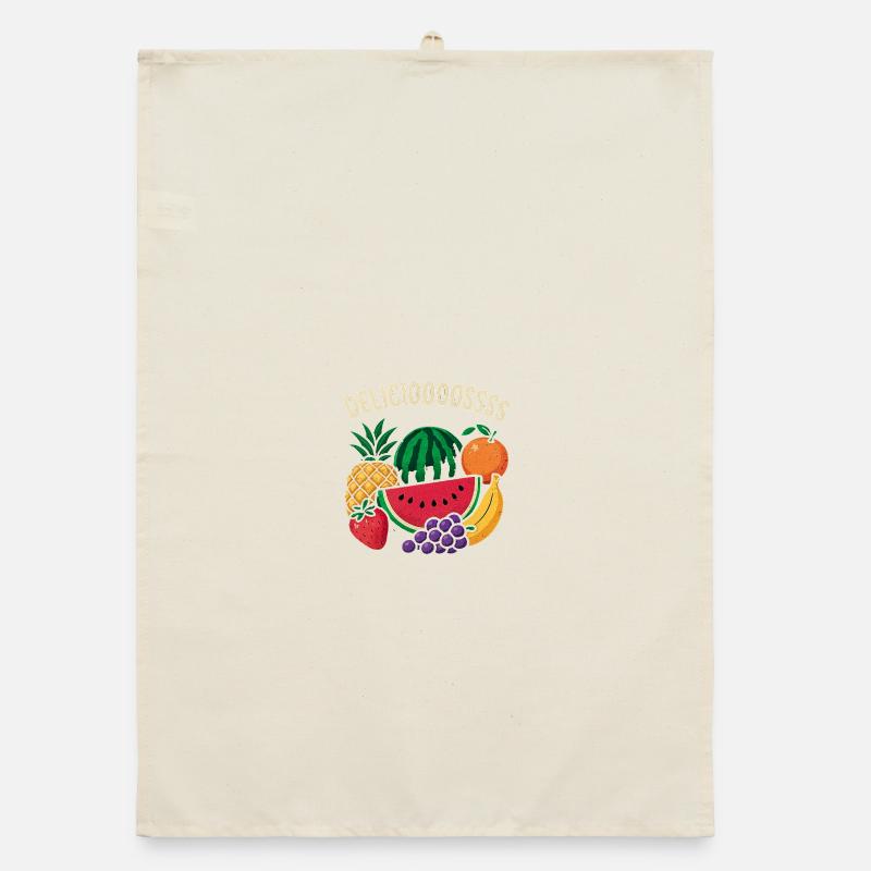 Cheerful Tropical Fruit Splatter Organic dish towel