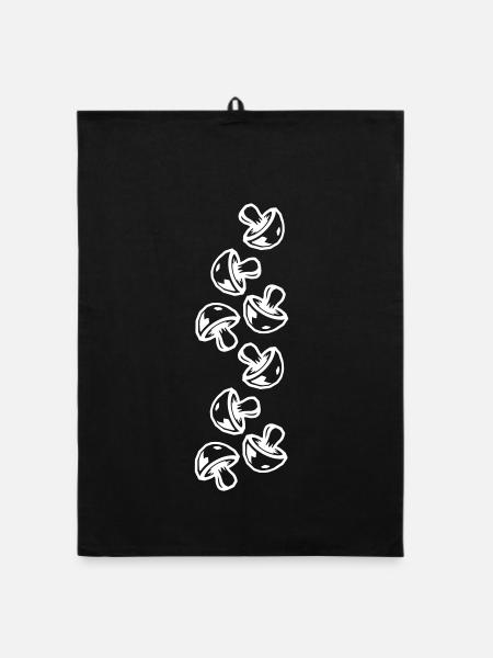 Pilze Design - Organic Geschirrtuch - Schwarz - Vorne