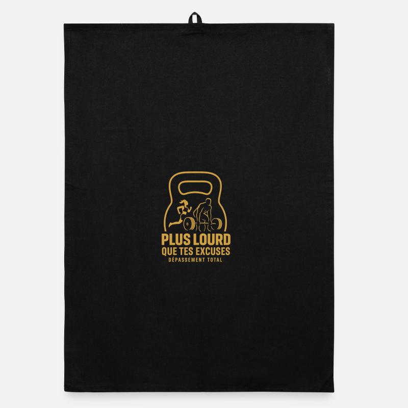 Heavier Than Your Excuses – Kettlebell Motivation Organic dish towel