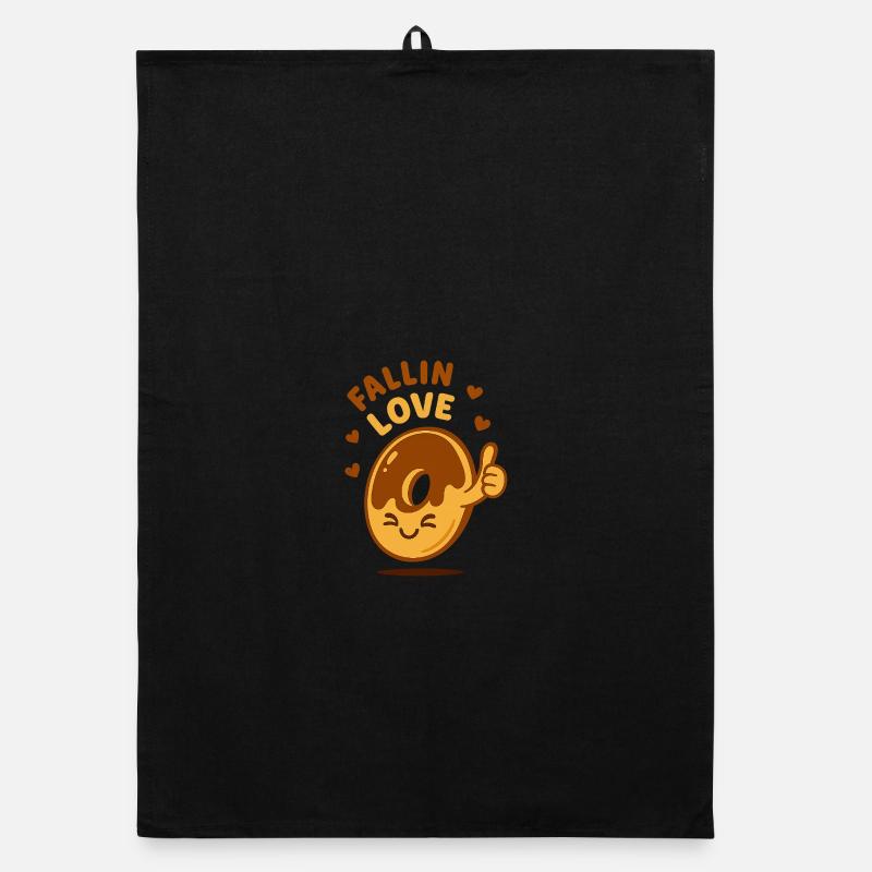 Fallin Love – donut mignon et fun - Torchon bio - noir