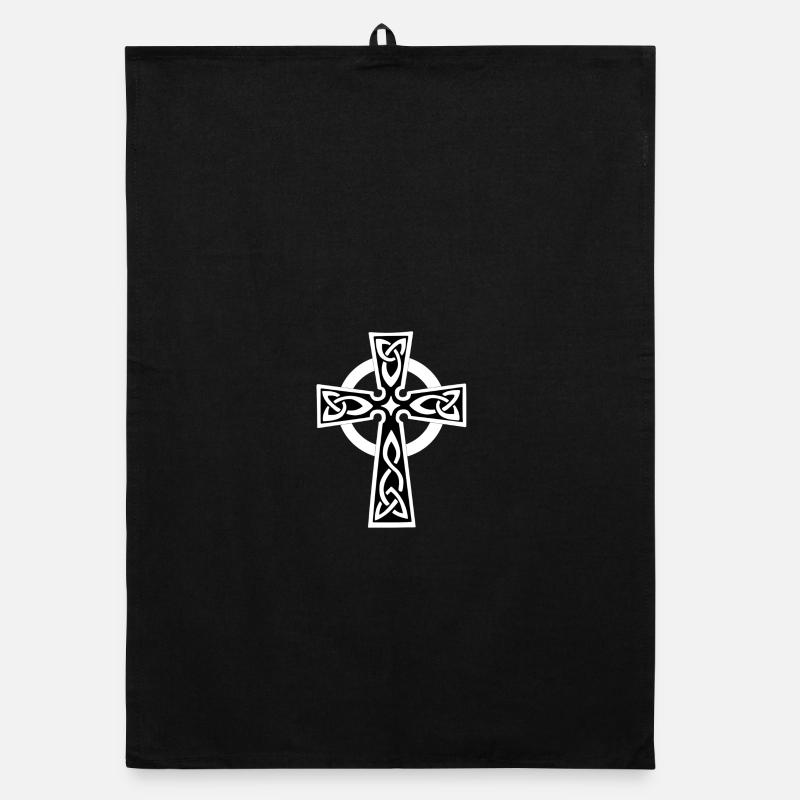 White Celtic or Celtic cross Organic dish towel