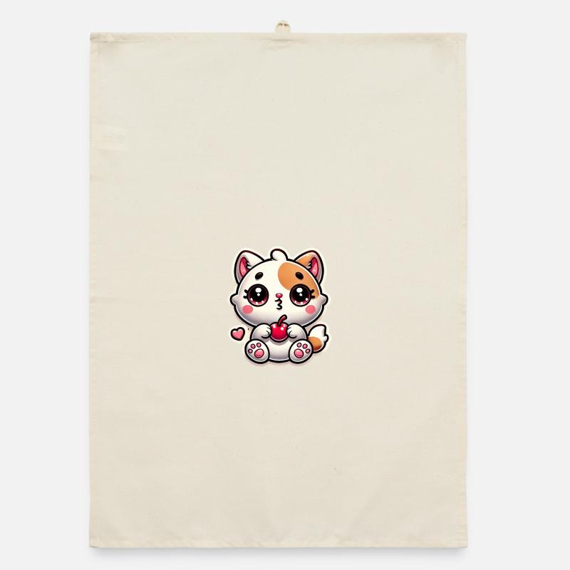 Rêve de chat mignon avec cerise Torchon bio