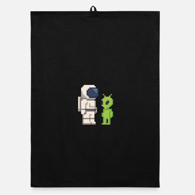 Pixel Astronaut trifft Alien Organic Geschirrtuch