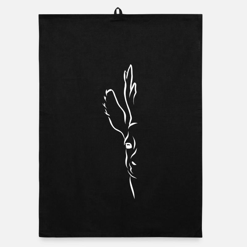 Roebuck half portrait white Organic dish towel