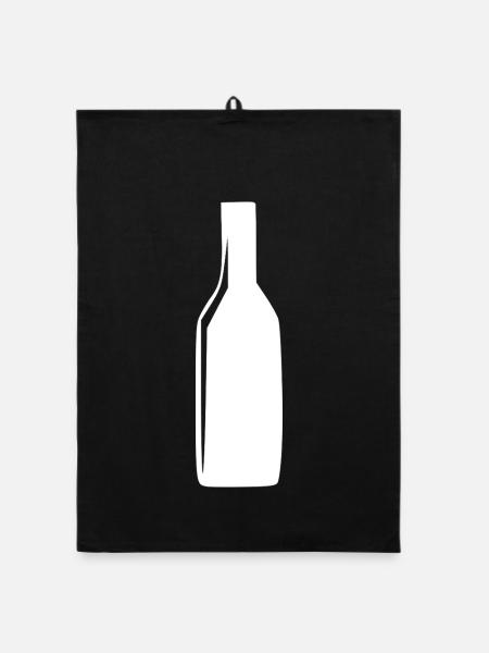 Wine Wine Bottle Gift Wine Drinker - Organic dish towel - black - Front
