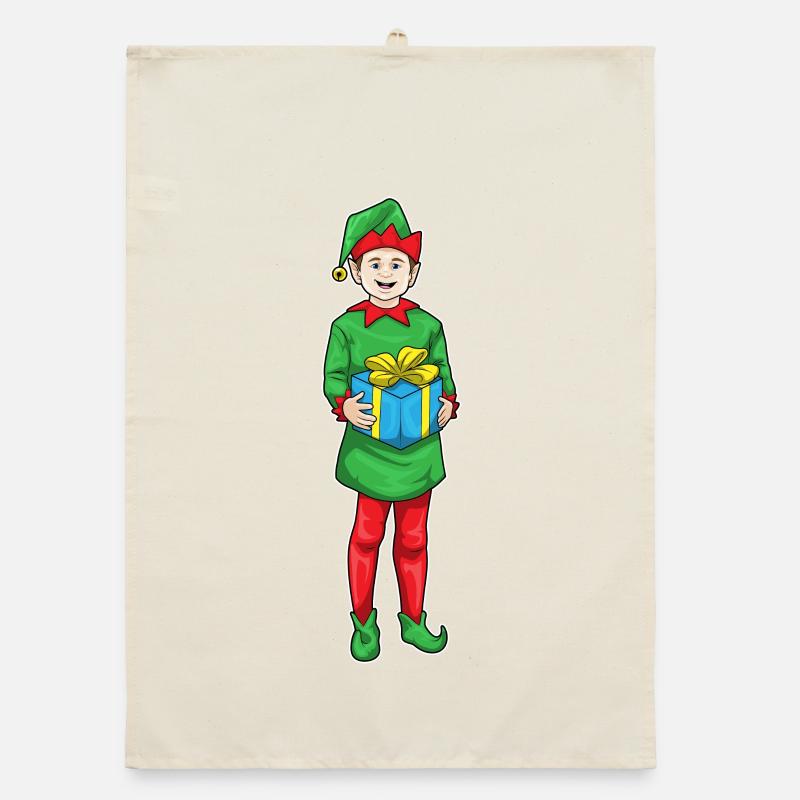 Elf Christmas Package Organic dish towel