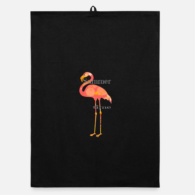 Flamingo Design mit Schrift - Organic Geschirrtuch - Schwarz