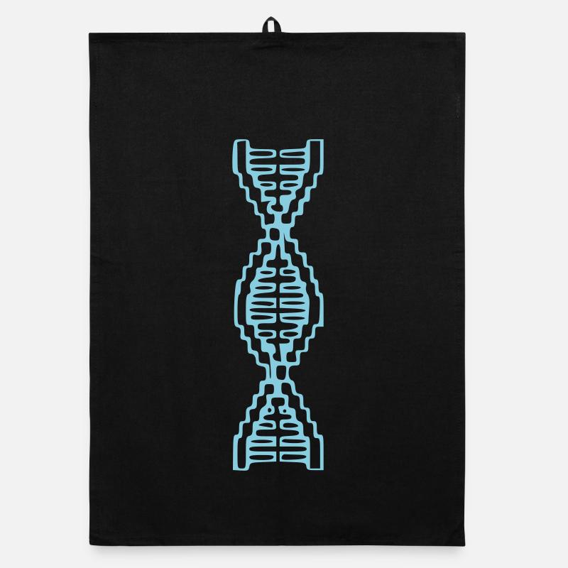 DNA Helix Pixel Art Blue Organic dish towel