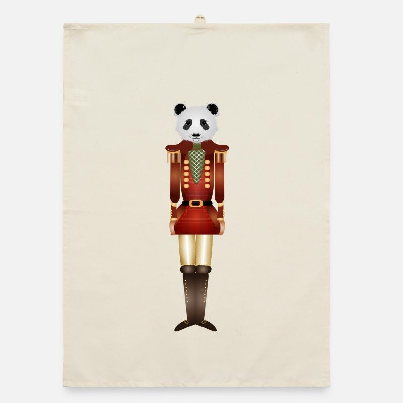 beautiful handsome panda in the nutcracker style Organic dish towel