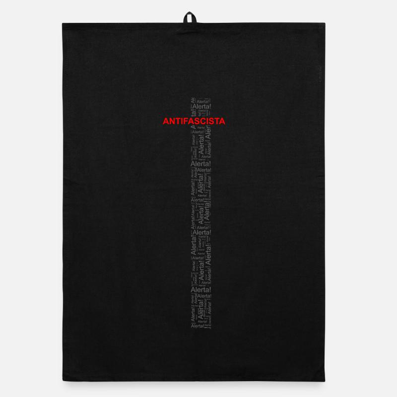 Alerte! Antifasciste ! - Art des mots rouge/gris Torchon bio