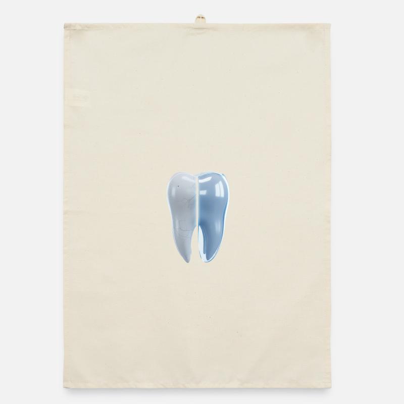 gesunder-kaputter-zahn-vorher-nachher-3d Organic Geschirrtuch