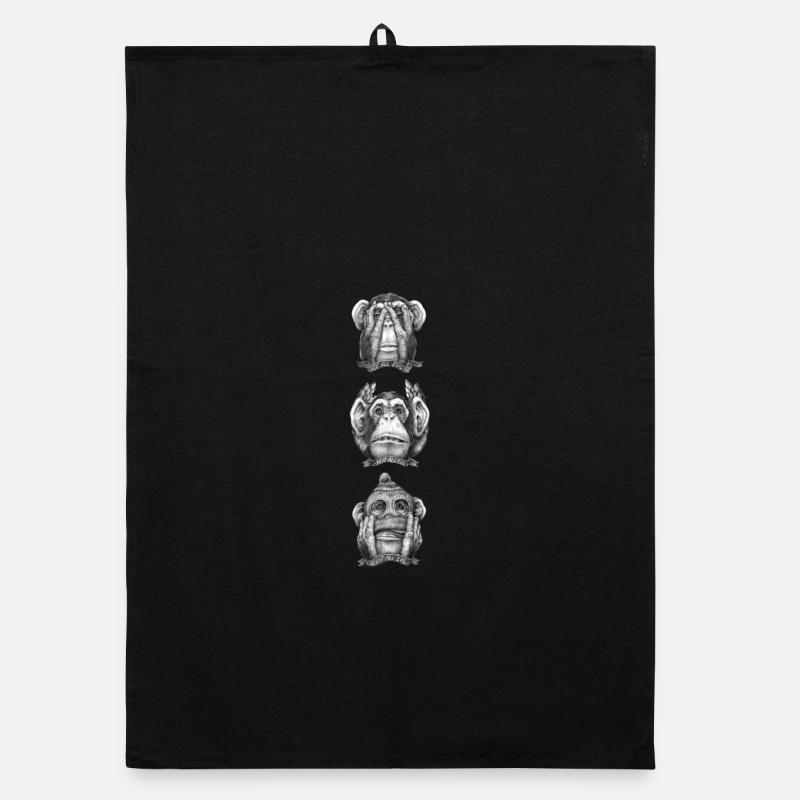 Three Monkeys: Seeing All the Evil Organic dish towel