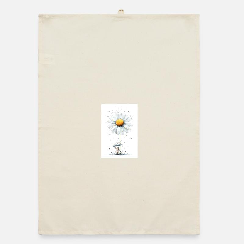 Gänseblümchen Bär mit Regenschirm Organic Geschirrtuch