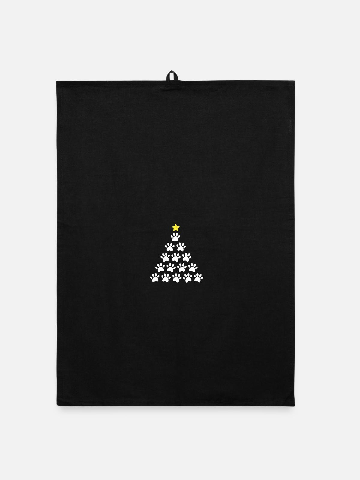 Weihnachtsbaum Pfote - Organic Geschirrtuch - Schwarz - Vorne