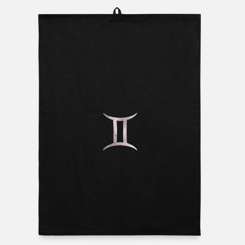 Signe du zodiaque des Gémeaux - Torchon bio - noir