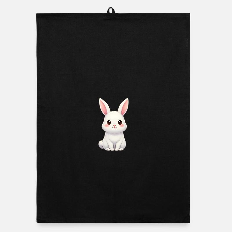White rabbit with pink ears Organic dish towel