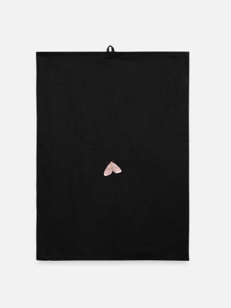 Minimalistischer Pale Moth - Organic Geschirrtuch - Schwarz