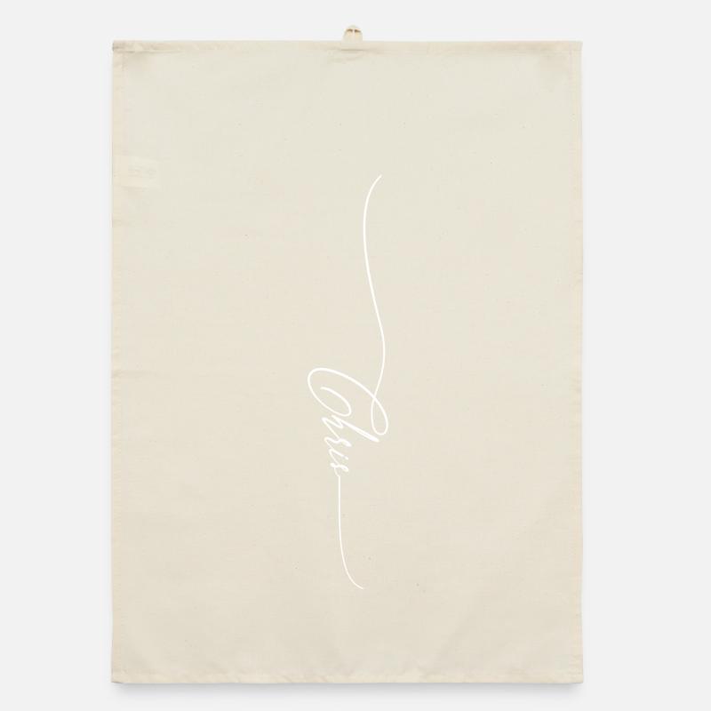 Dessin au trait élégant avec écrit à la main Torchon bio