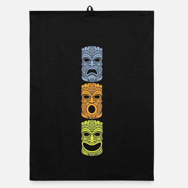 Masque Tiki Tricolore, T-shirts de style rétro et plus encore Torchon bio