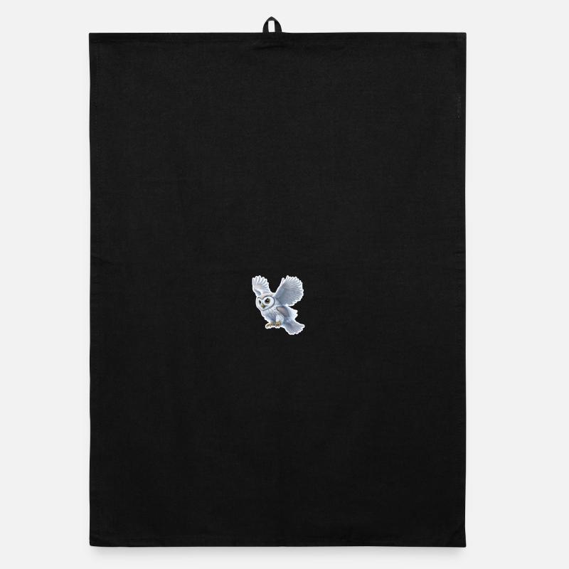 Eulenflug Sticker - Organic Geschirrtuch - Schwarz