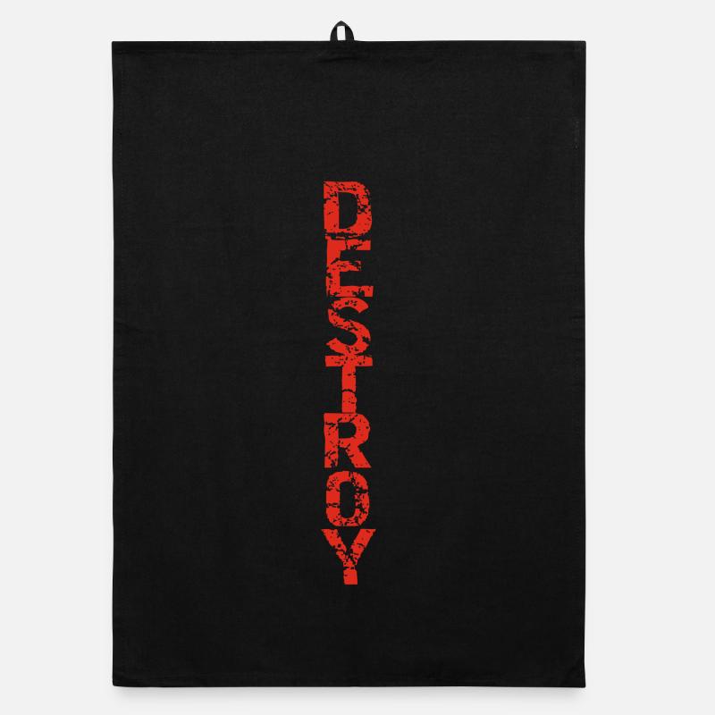 Destroy in red Organic dish towel