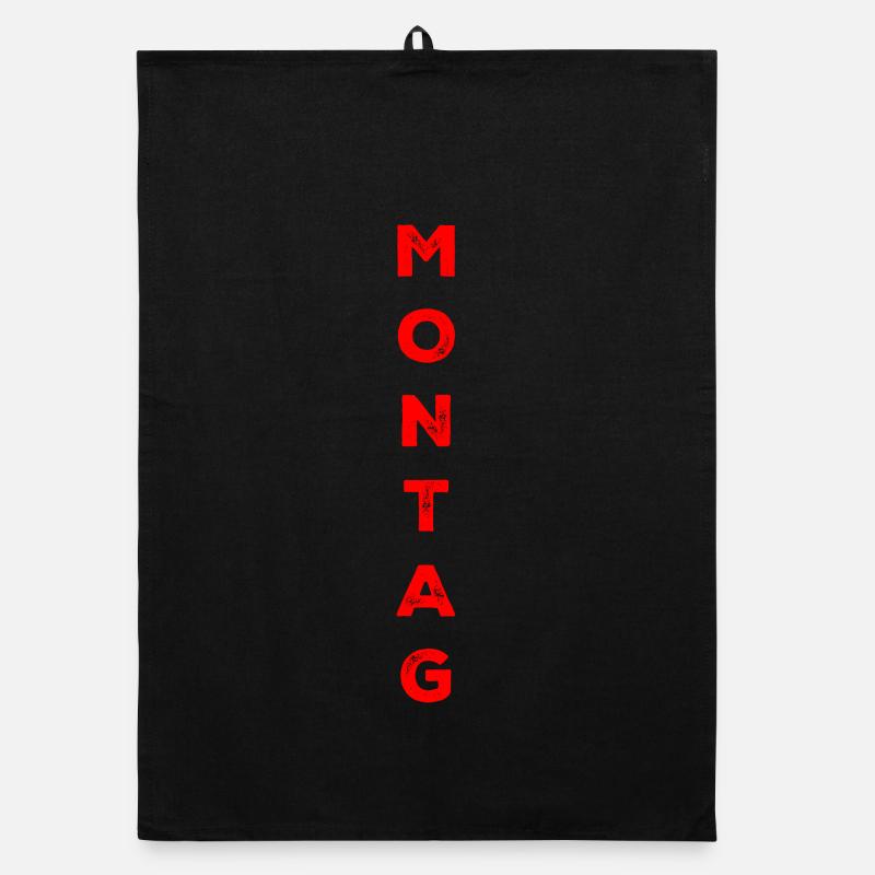 Monday - red Organic dish towel