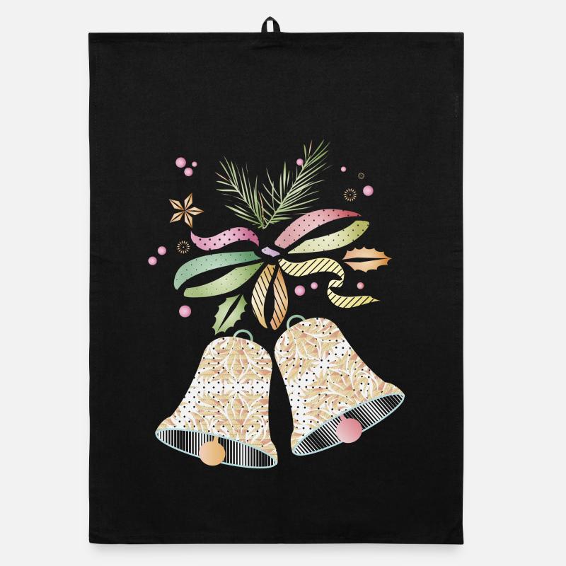 Christmas bells in delicate bright colors Organic dish towel