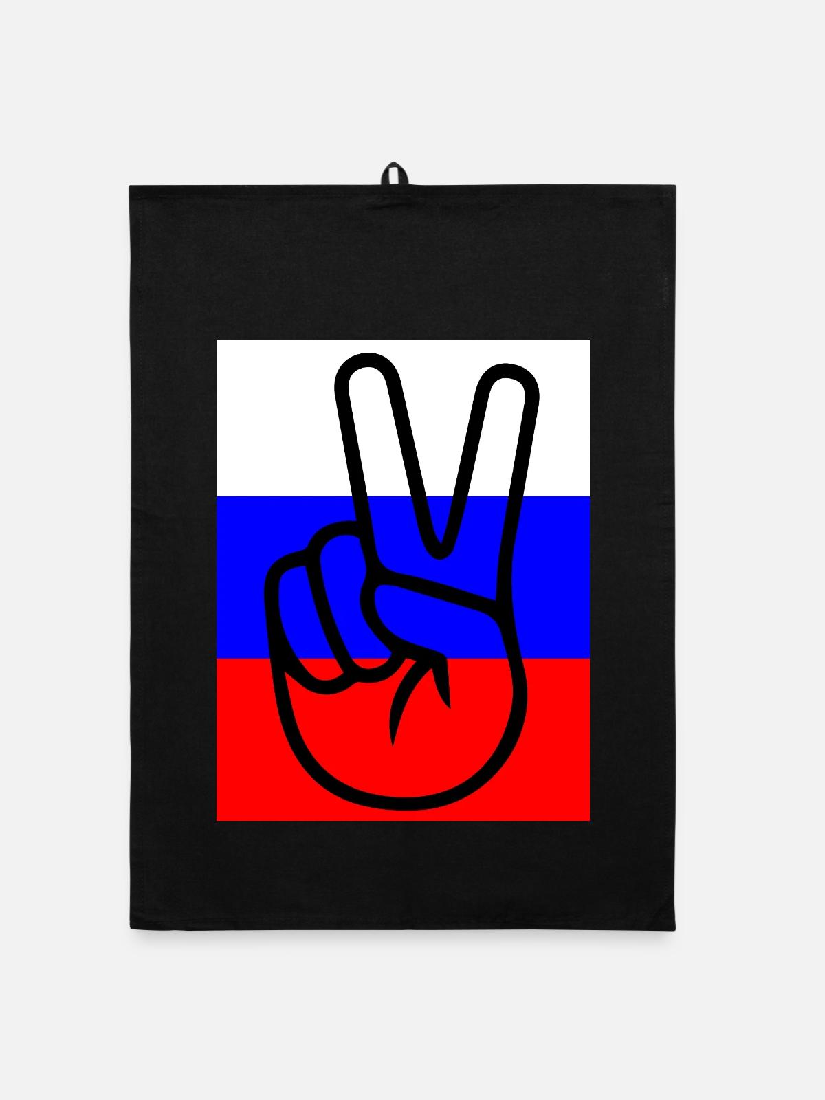 Frieden mit Russland - Organic Geschirrtuch - Schwarz - Vorne
