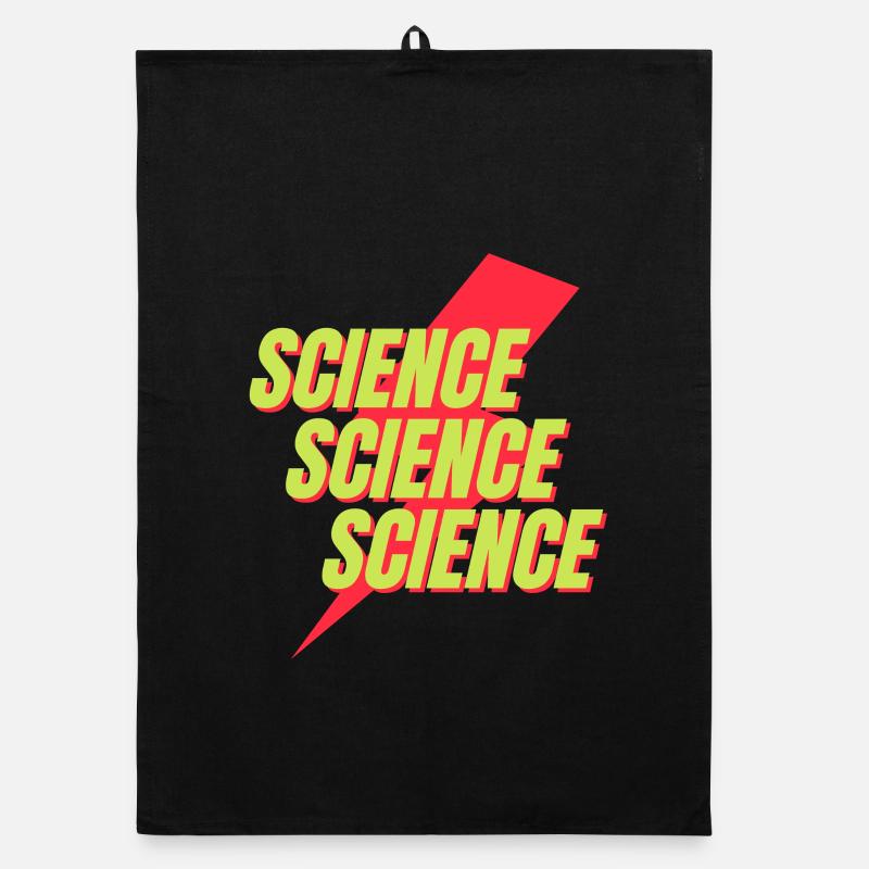 Neon Science Bolt Design - Organic dish towel - black