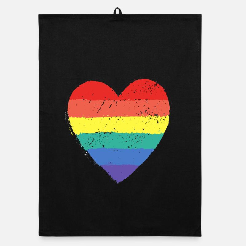 Rainbow Heart & Pride Organic Geschirrtuch