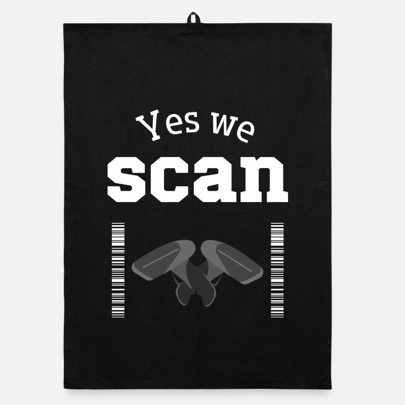 Yes we scan, Scanner, Barcode - Organic Geschirrtuch - Schwarz