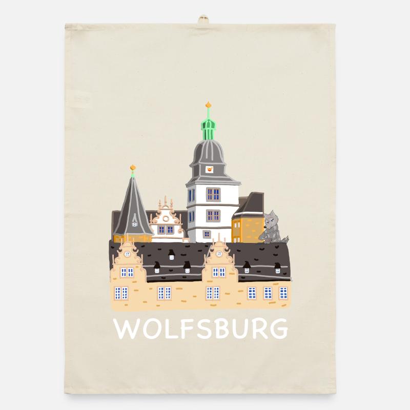 Wolfsburg, Castle, Germany, Hand Drawing Organic dish towel