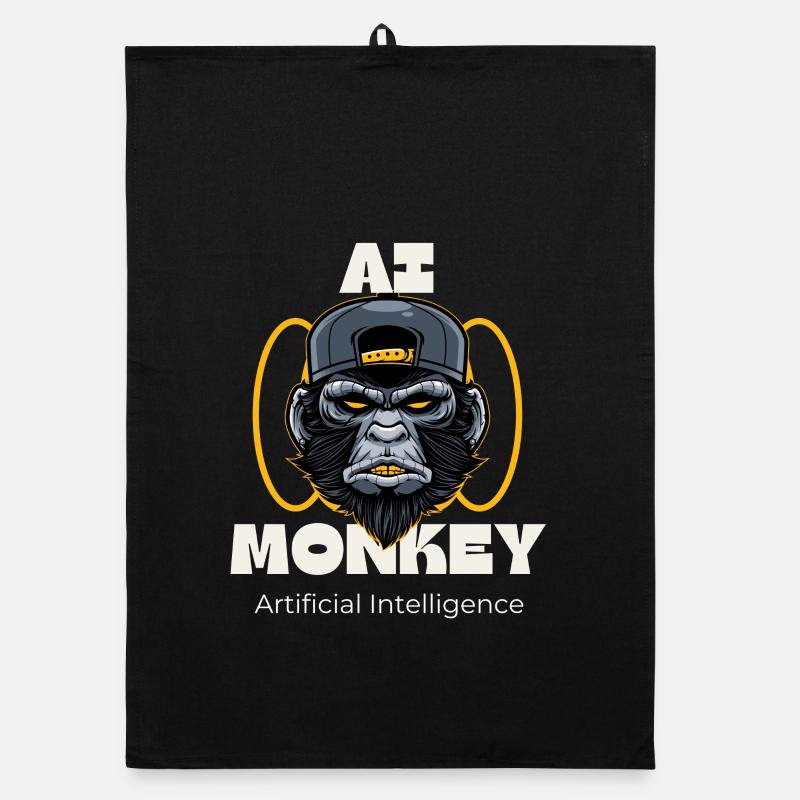 Artful Monkey with AI Theme Organic dish towel