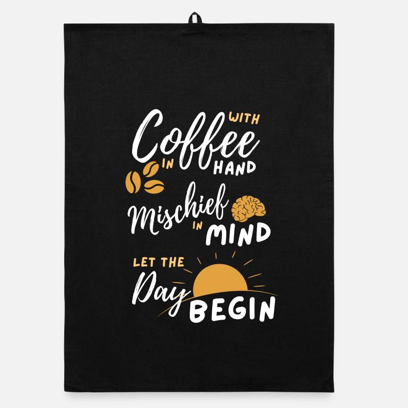 Coffee Mischief Sunrise Day Begins Organic dish towel