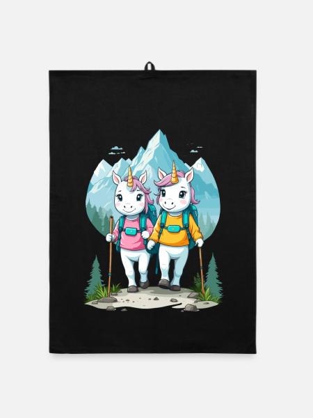 Wanderer Unicorns - Organic dish towel - black - Front