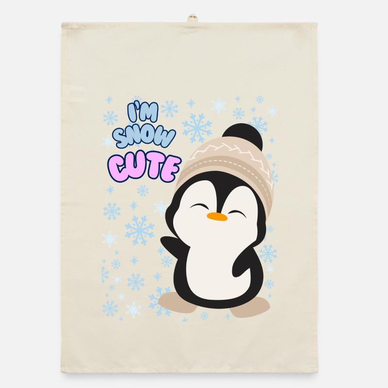 Pull d'hiver mignon avec un pingouin pour femme. Je suis mignonne comme la neige. Torchon bio