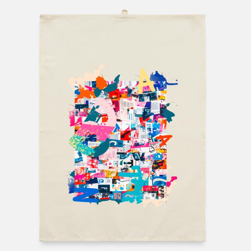 Pattern ,Pop Art , Art,Collage, Art,Newspaper, Typo Organic dish towel