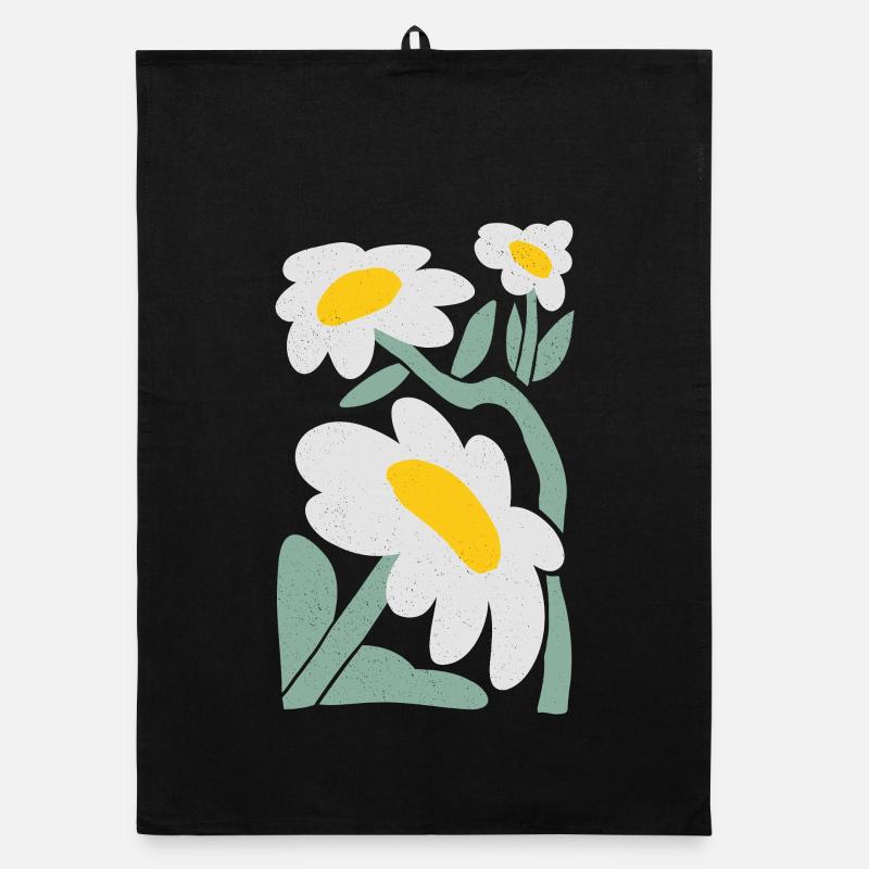 Verspielte Gänseblümchen Illustration Organic Geschirrtuch