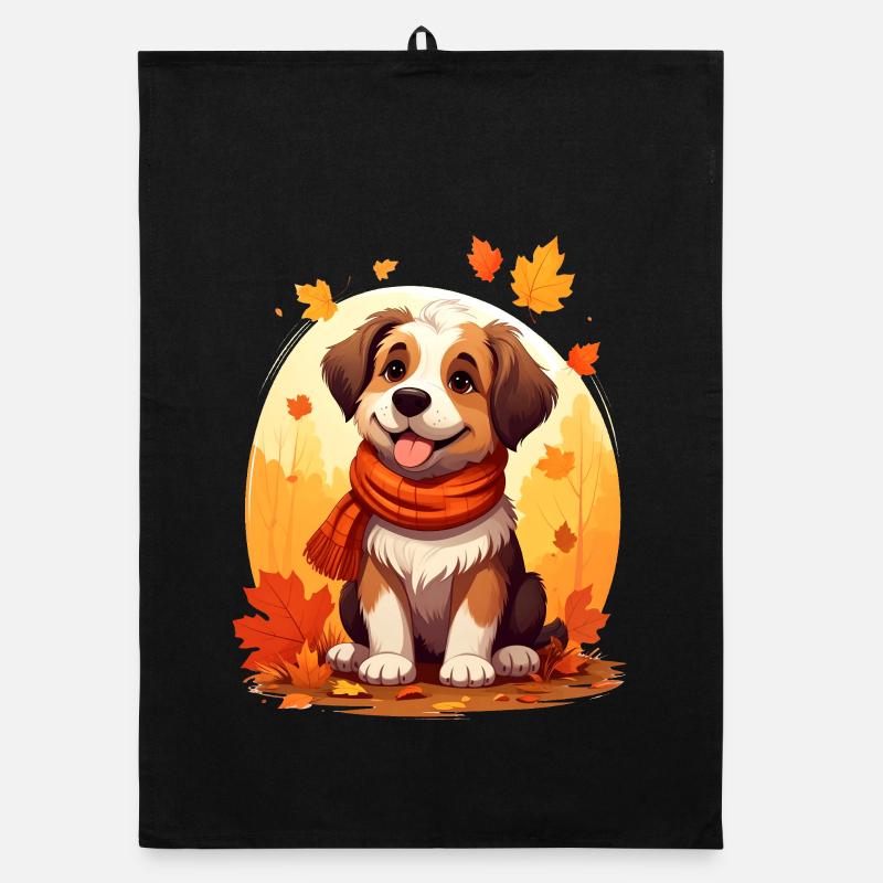 Chien en automne Torchon bio