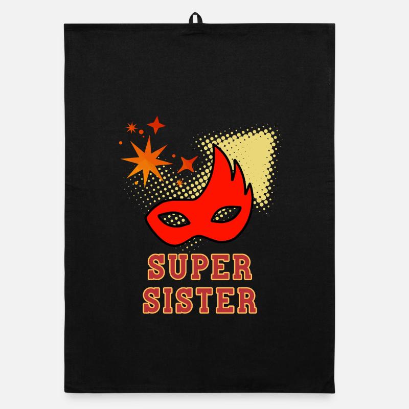 Super-Schwester - Organic Geschirrtuch - Schwarz