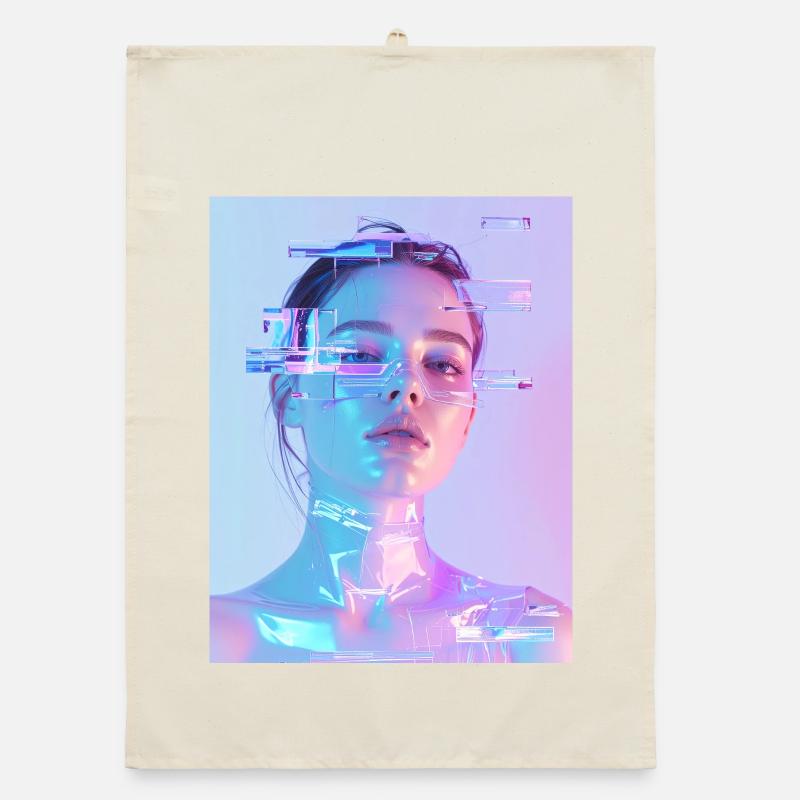 Irisierende Glitch Frau Organic Geschirrtuch