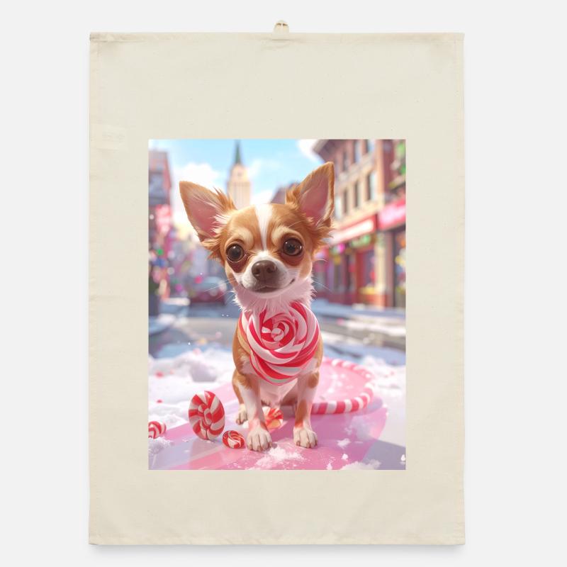 Candy Pup mit Zuckerstange Organic Geschirrtuch