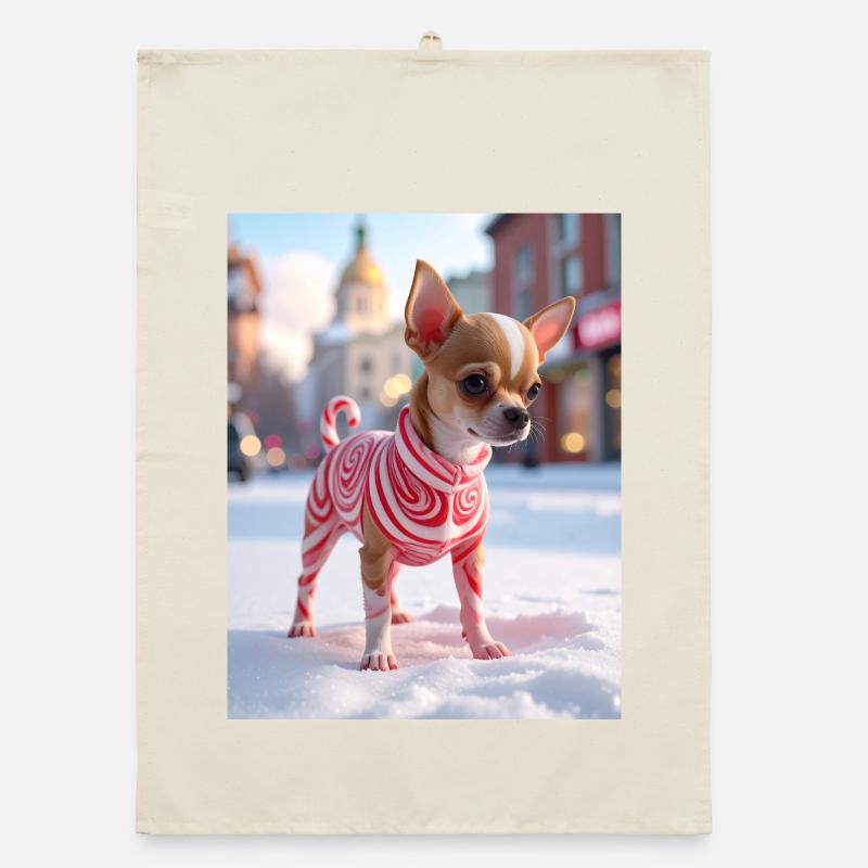 Chihuahua im roten Wirbelpullover Organic Geschirrtuch