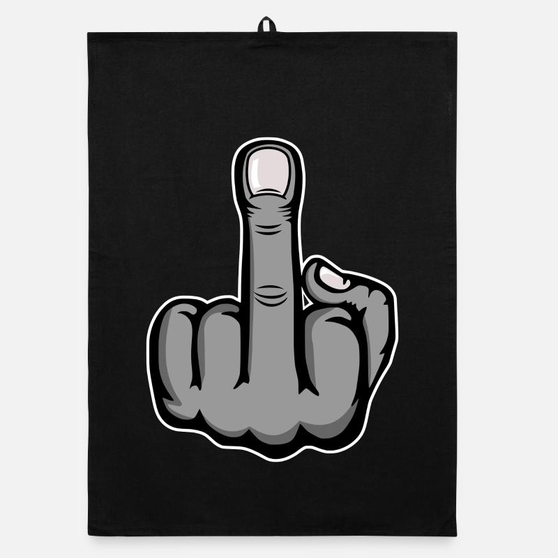 Doigt du milieu Stinky Finger Design Gris Torchon bio