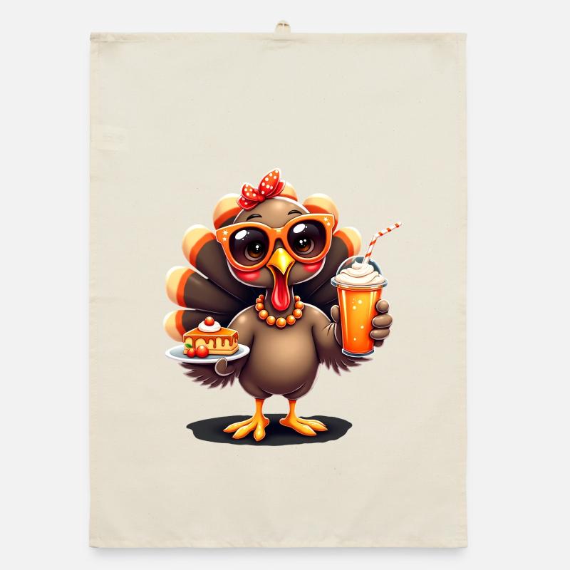 Dinde de Thanksgiving avec lunettes de soleil Torchon bio