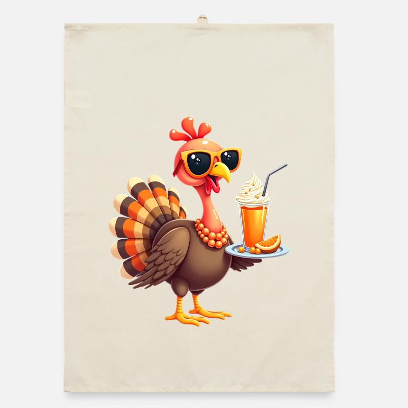 Dinde de Thanksgiving avec lunettes de soleil Torchon bio