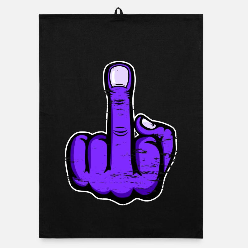 Doigt du milieu doigt puant design violet utilisé Torchon bio