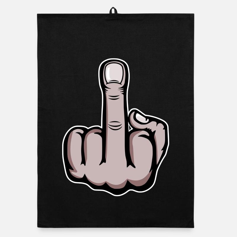 Middle Finger Stinky Finger Design Organic dish towel